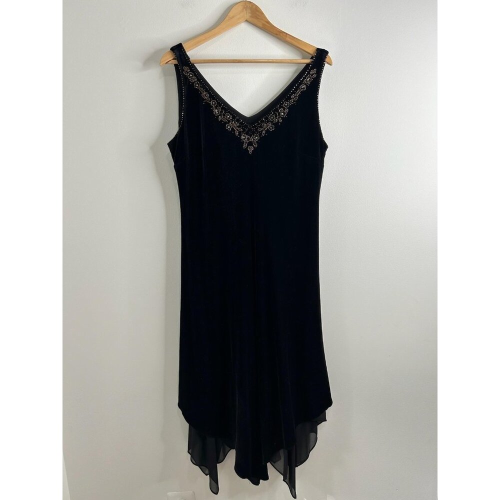 Positive Attitude Dress‎ Womens 14 Velvet Beaded Evening Cocktail Party Elegant